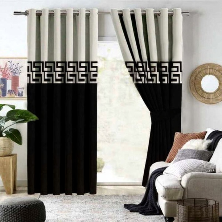 Laser Cutwork Versace Velvet Curtains Black and Off-White  velvet