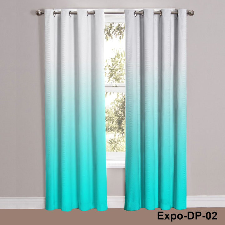Digital Printed Teal Ombre Curtains