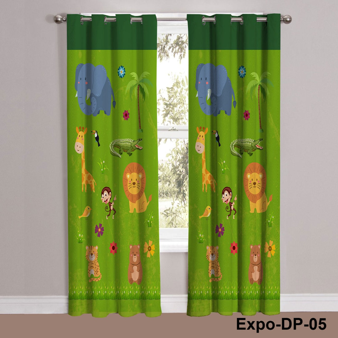 Digital Printed Cartoon Jungle and Safari Animals  Curtains