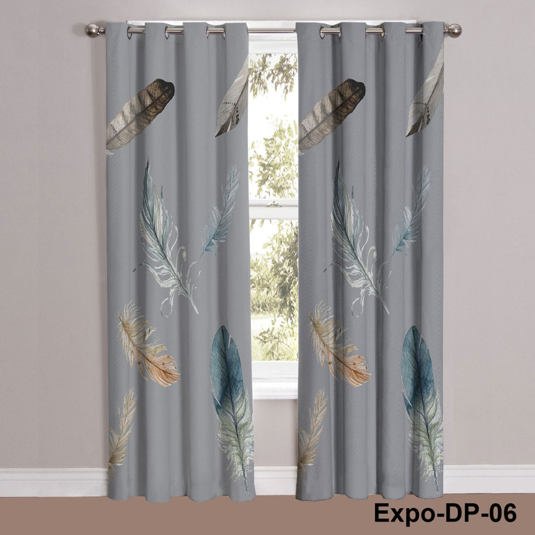 Digital Printed Feather pattern  Curtains