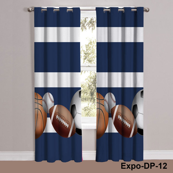 Digital Printed Sports Theme Design Rugby ,Basketball ,Soccer and Baseball Curtains