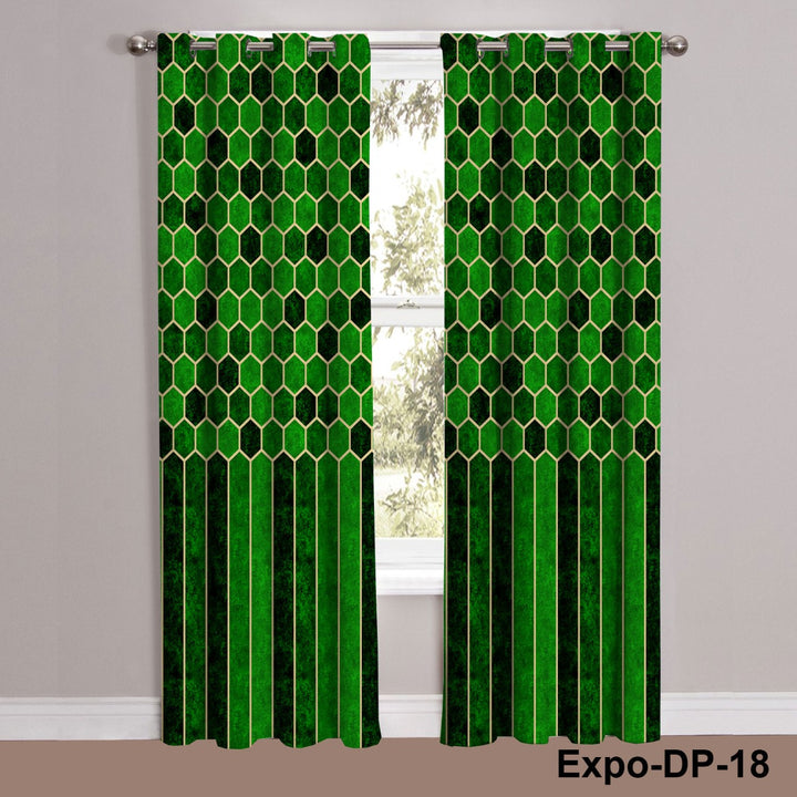Digital Printed Neon-Green-Honeycomb-Hive-Geometric-Hexagonal-Curtains