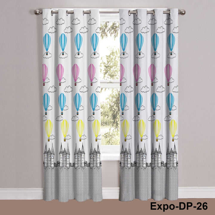 Digital Printed Kids Colorful Hot Air Balloon Curtains for Kids' Room, Nursery, & Playroom