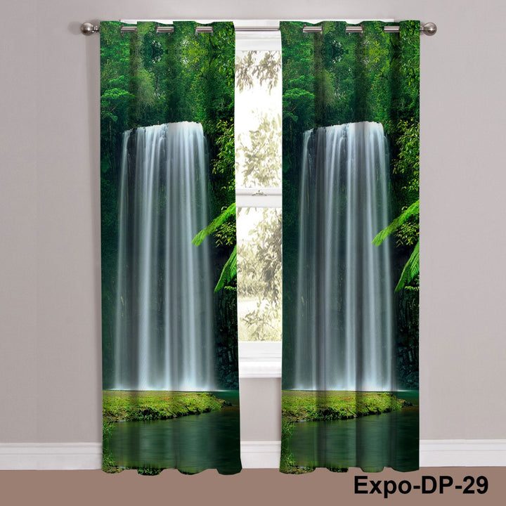 Digital Printed Jungle Waterfall Forest Curtain
