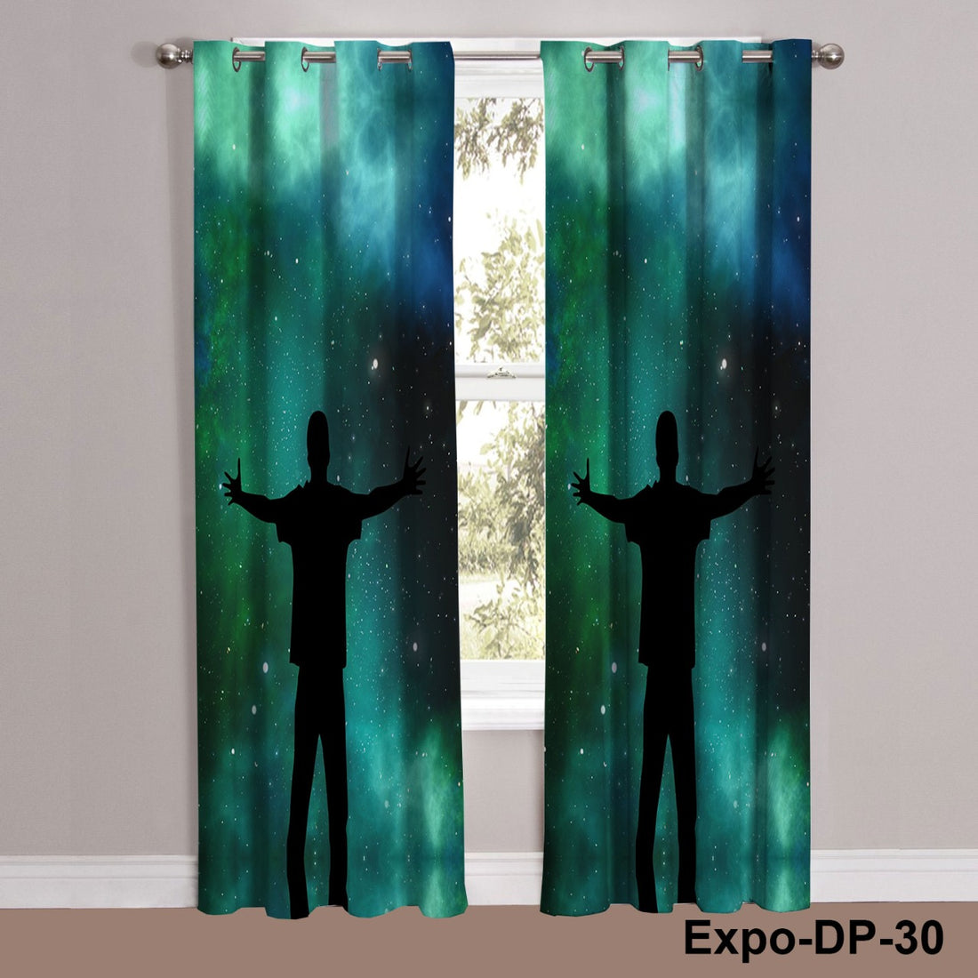 Digital Printed Mystical Blue Green Galaxy