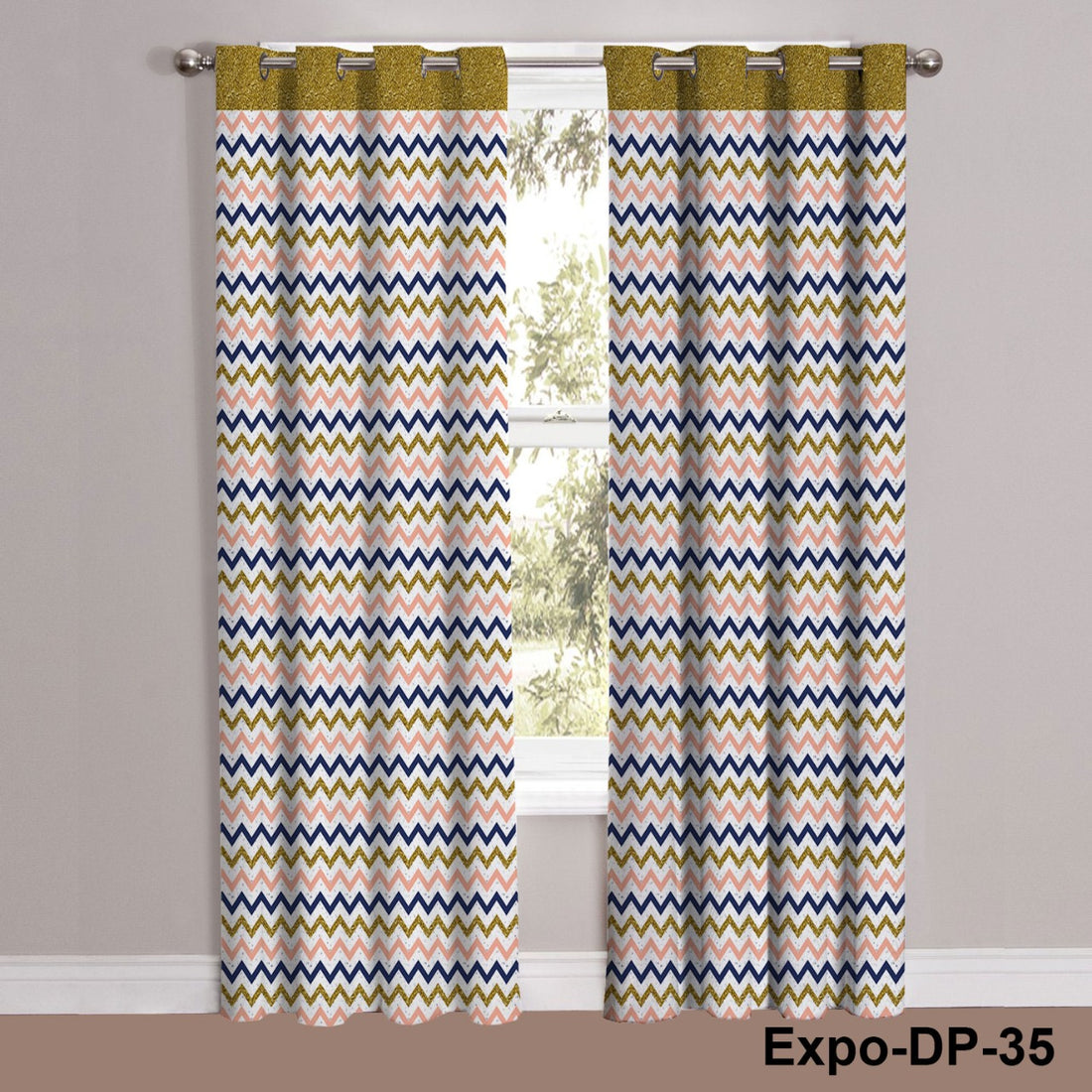 Digital Printed Geometric Zig Zag Curtain
